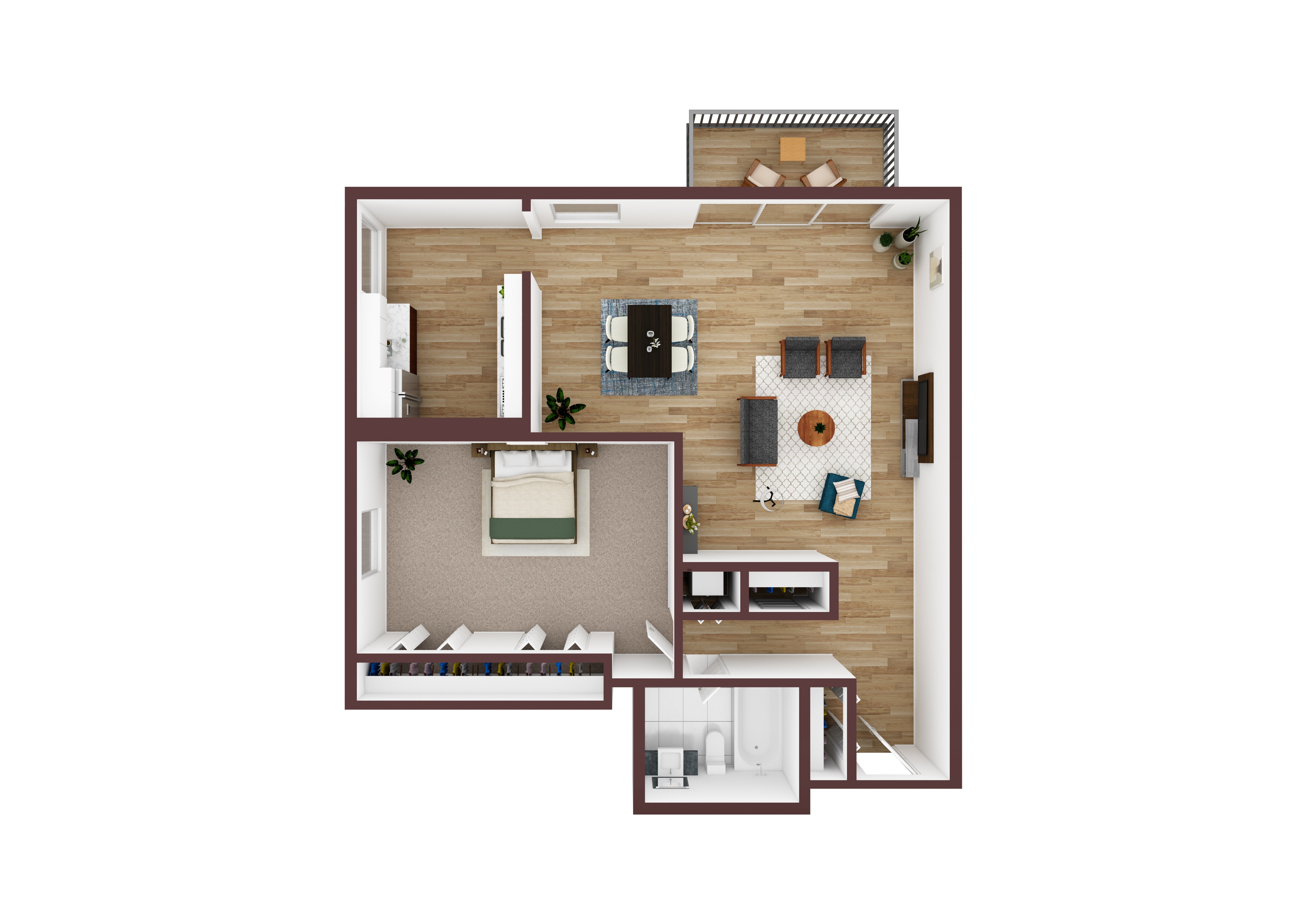 Woodmont- 1 Bedroom, 1 Bath Apt. with modern appliances, wood-plank flooring, and lots of closet space.